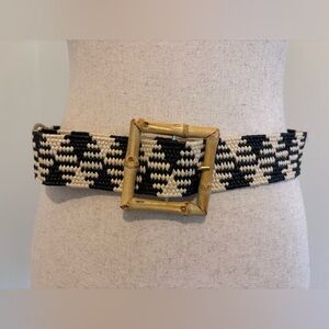 Black and Tan stretch belt with Bamboo Style Buckle